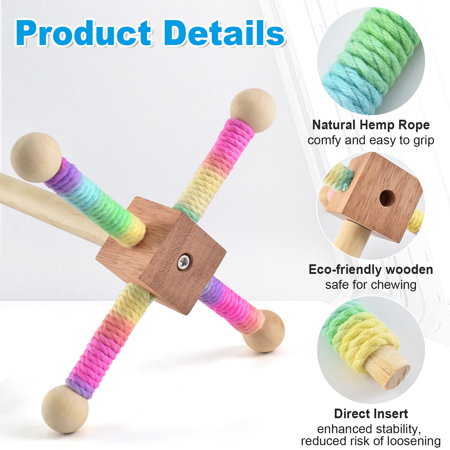 Bird Perch Toy, Interactive Spinning Parakeet Parrot Toys with Chew Toy, Parakeet Cage Accessories for Small and Medium Parrots,